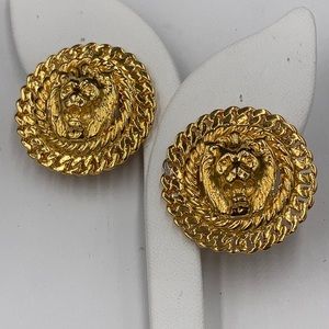 Impressive Vintage Anne Klein 1980’s Lion Clip Earrings